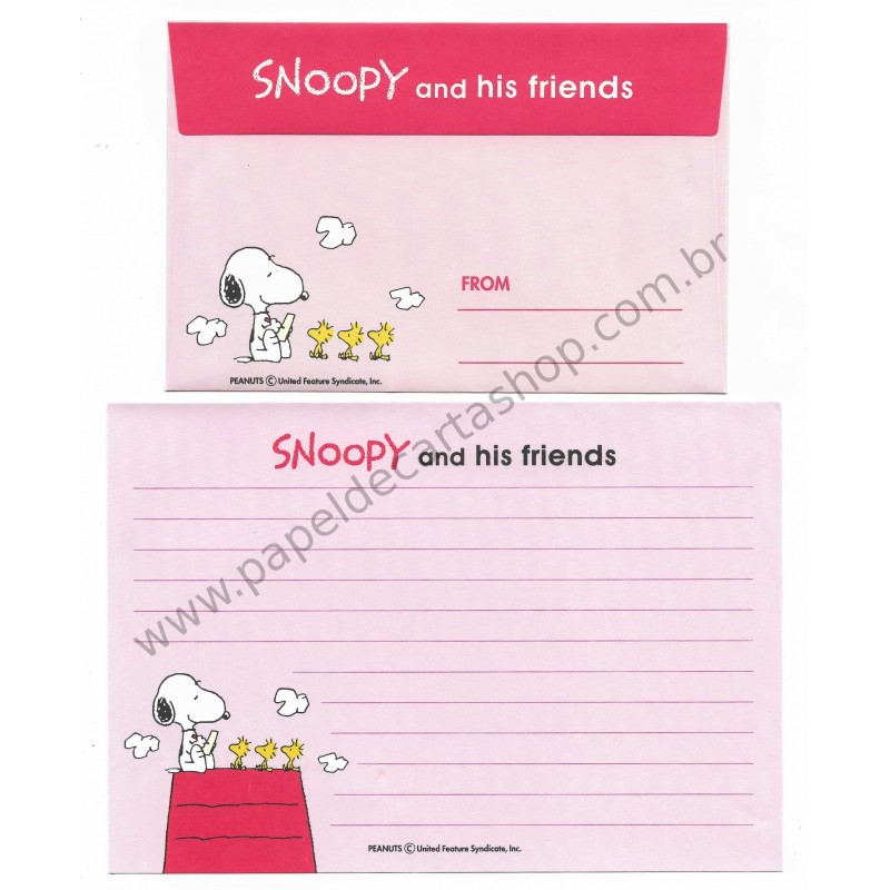 Conjunto de Papel de Carta Antigo Snoopy and his Friends CRS Japan