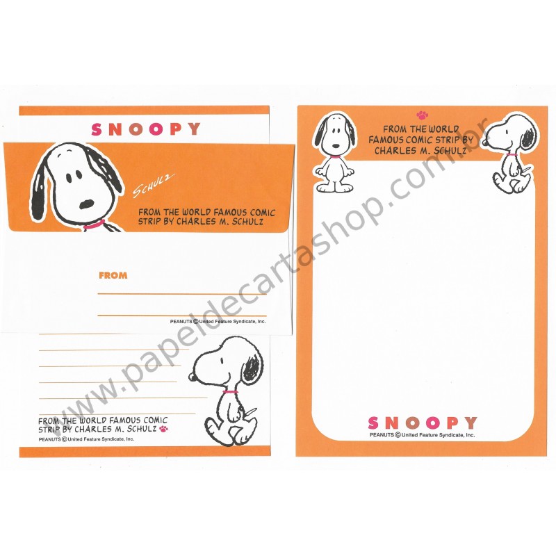 Kit 2 Conjuntos de Papel de Carta Snoopy CLA PL Antigo Peanuts Japan