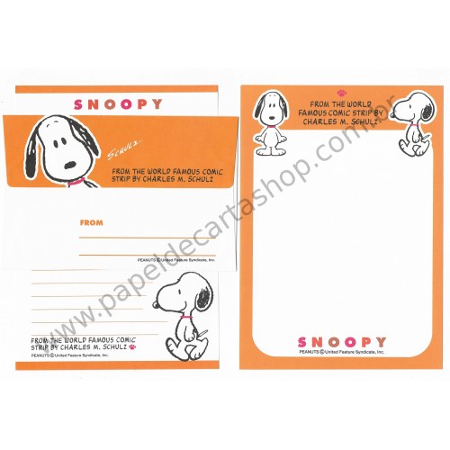 Kit 2 Conjuntos de Papel de Carta Snoopy CLA PL Antigo Peanuts Japan