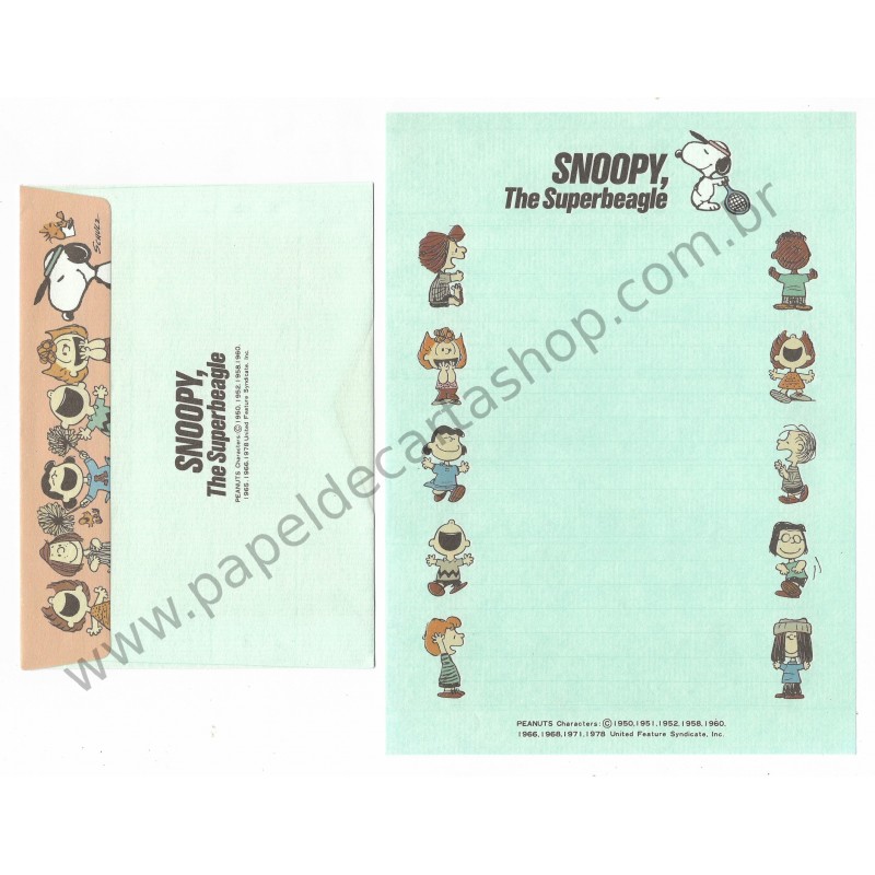 Conjunto de Papel de Carta Snoopy Superbeagle CRS Antigo (Vintage) Hallmark