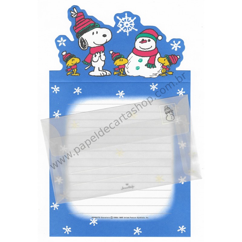 Conjunto de Papel de Carta Snoopy Turma Holliday Vintage Hmk Japan