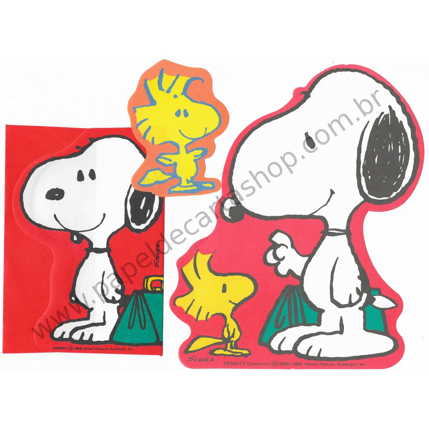 Ano 1965. Conjuntos de Papel de Carta Snoopy Green Bag 