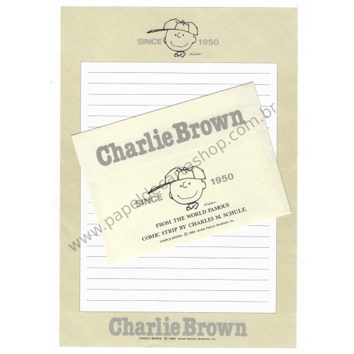 Conjunto de Papel de Carta Charlie Brown 1950 Antigo Hallmark Japan