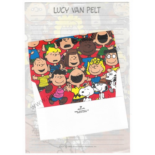 Conjunto de Papel de Carta Lucy Van Pelt Antigo Hallmark Japan