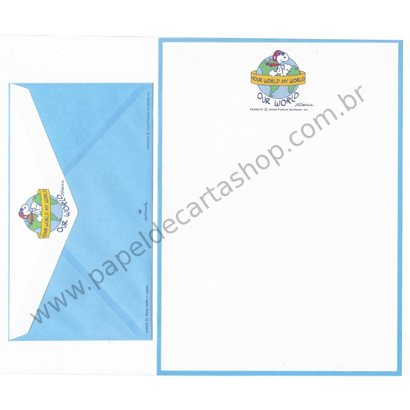 Conjunto de Papel de Carta Antigo Snoopy Our World Peanuts japan