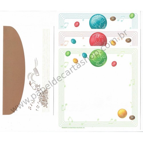 Conjunto de Papel de Carta Linus Antigo Happy Day Peanuts japan