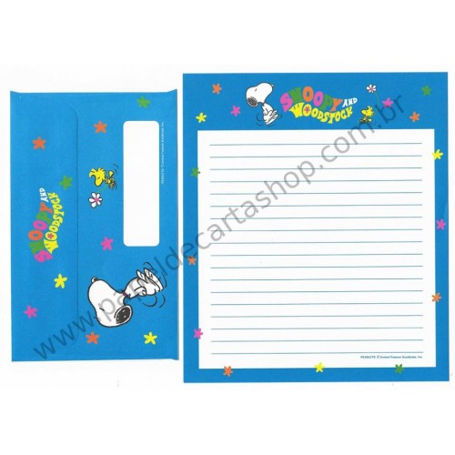 Conjunto de Papel de Carta Antigo Snoopy 70s CAZ Peanuts Japan