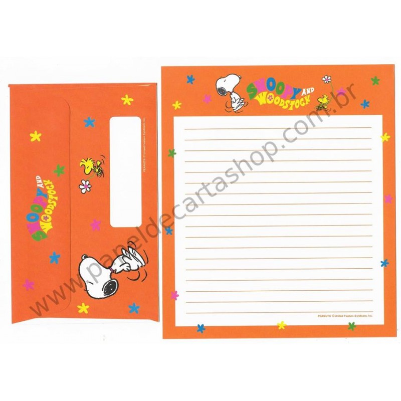 Conjunto de Papel de Carta Antigo Snoopy 70s CLA Peanuts Japan