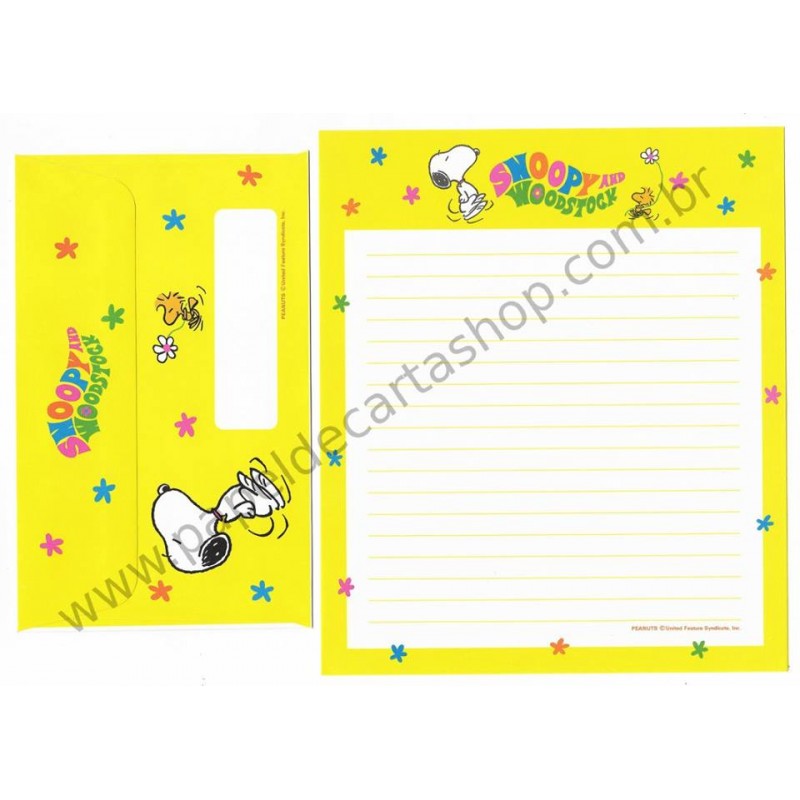 Conjunto de Papel de Carta Antigo Snoopy 70s CAM Peanuts Japan