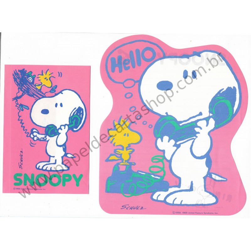 Conjunto de Papel de Carta Antigo Snoopy Hello Peanuts hallmark Japan