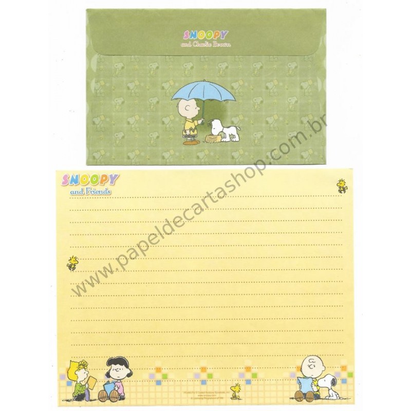 Conjunto de Papel de Carta Snoopy & Charlie Brown CVD Antigo Peanuts