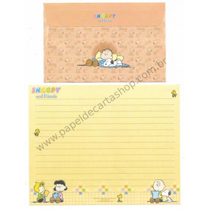 Conjunto de Papel de Carta Snoopy & Charlie Brown CLA Antigo Peanuts