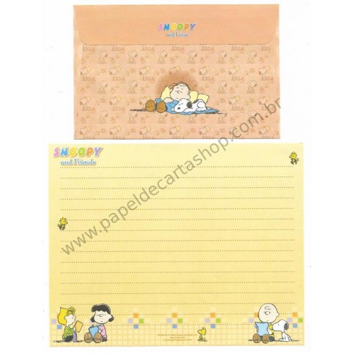 Conjunto de Papel de Carta Snoopy & Charlie Brown CLA Antigo Peanuts