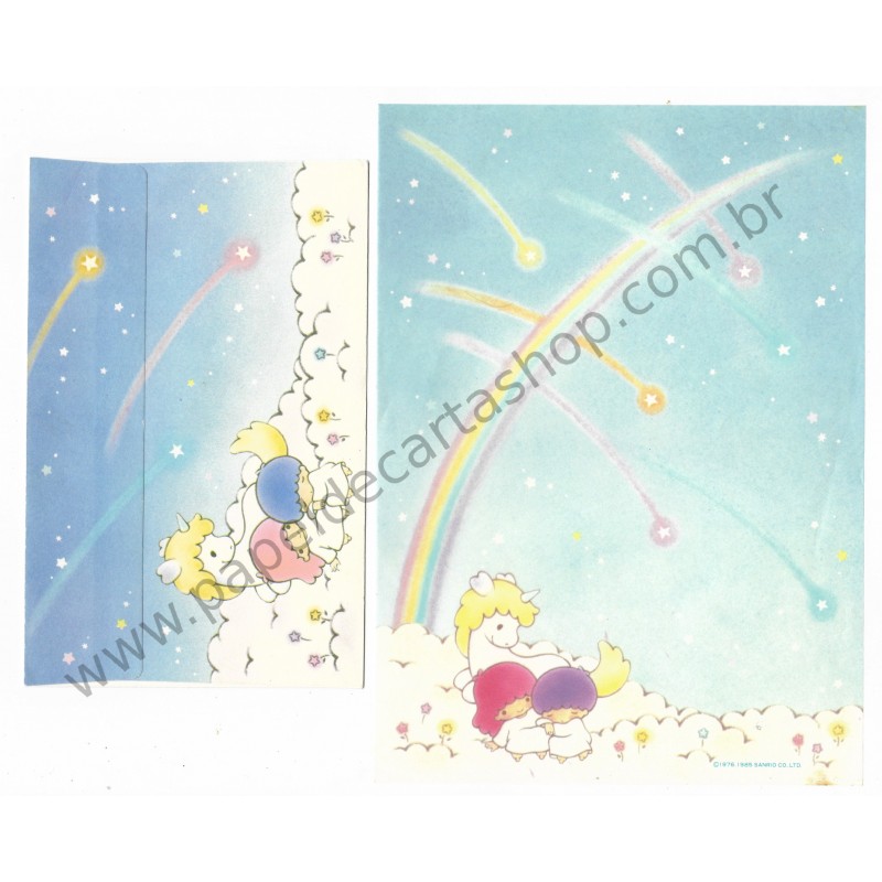 Ano 1985. Conjunto de Papel de Carta Little Twin Stars AZ Vintage Sanrio Japan