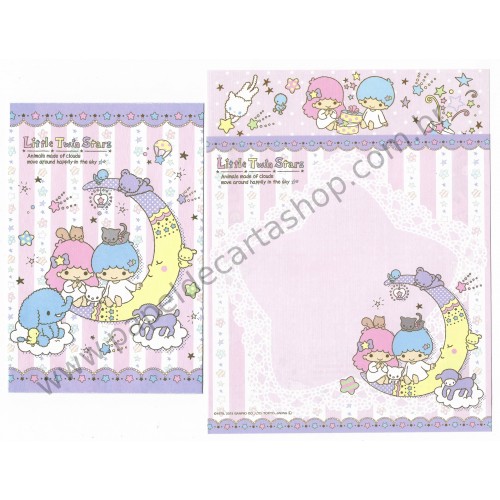 Ano 2013. Kit 2 Conjuntos de Papel de Carta Little Twin Stars Animals Sanrio