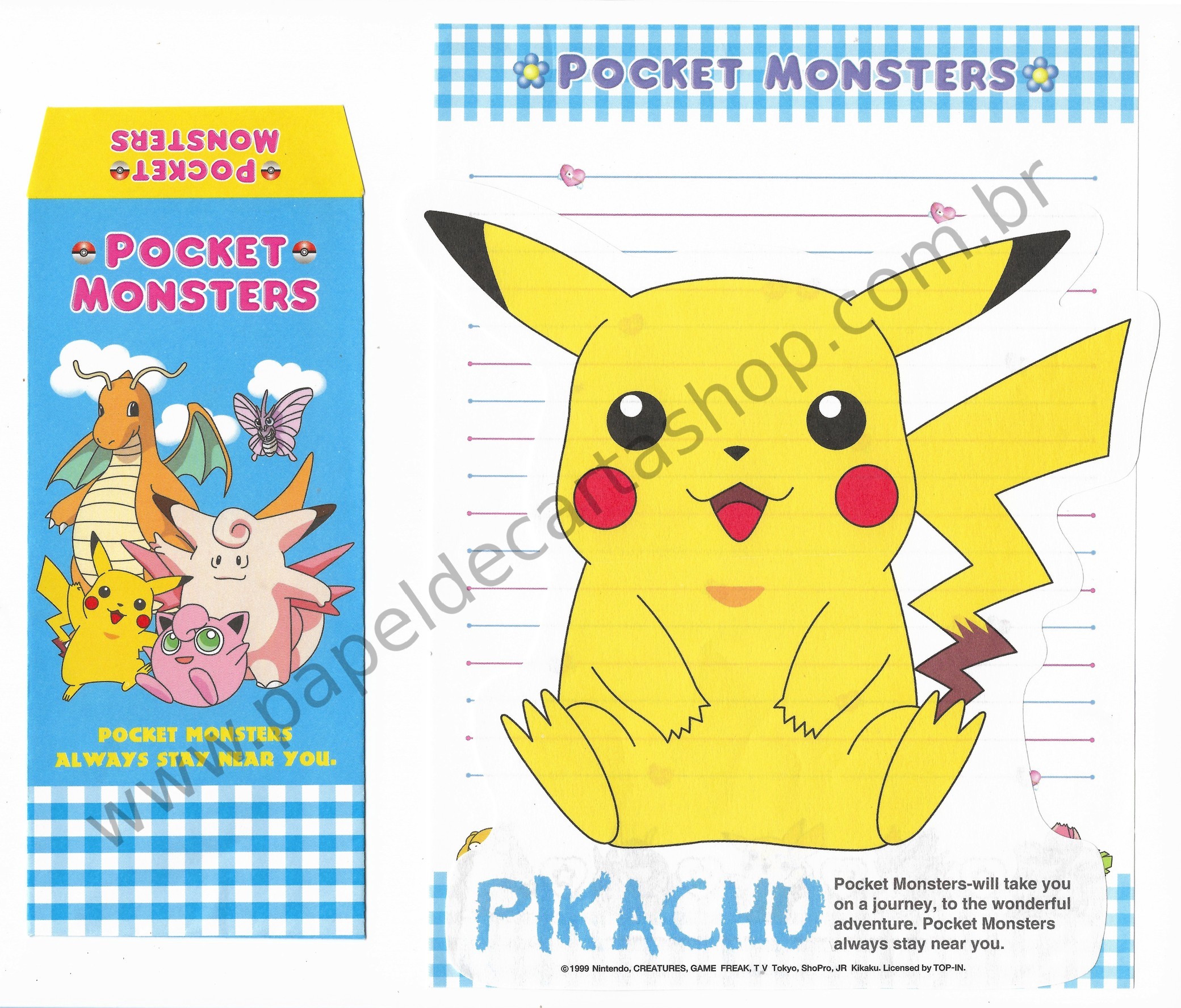 Conjunto de Papel de Carta Pequeno Pocket Monsters Pokémon Nintendo