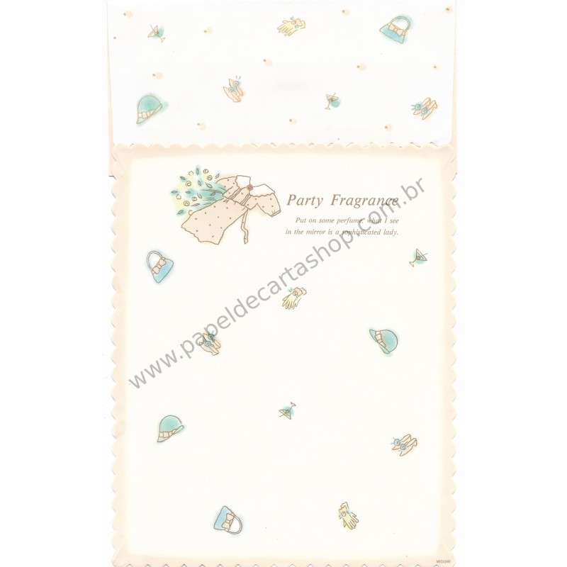 Conjunto de Papel de Carta Vintage Party Fragrance MIDORI Japan