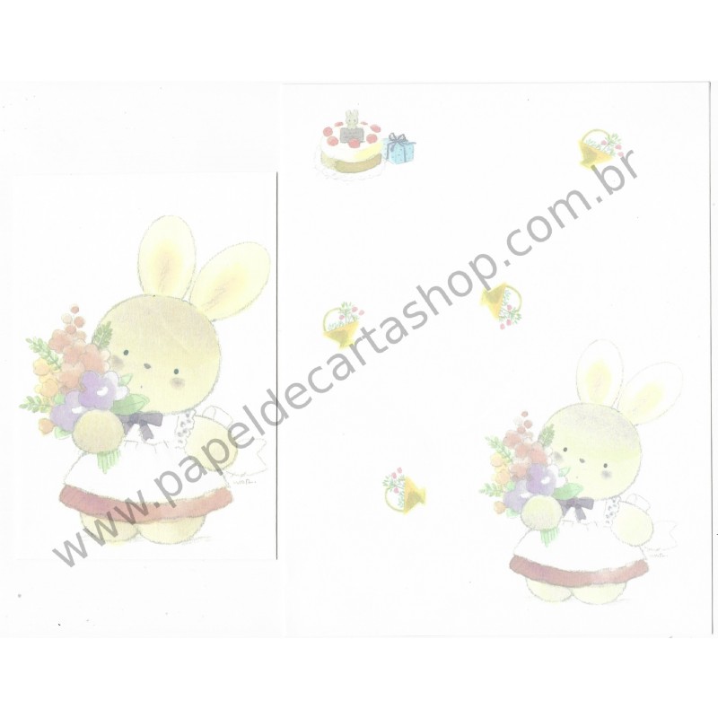 Conjunto de Papel de Carta Antigo Bunny WARABE KIMIKA Japan