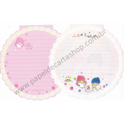 Ano 1994. Conjunto de Papel de Carta Little Twin Stars Round Sanrio