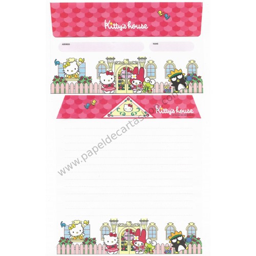 Vintage Hello Kitty Ano 1999 Conjunto de Papel de Carta Hello Kitty Colors 