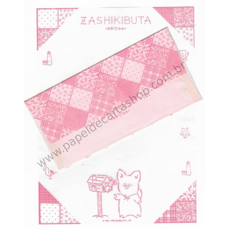 Ano 1992. Conjunto de Papel de Carta Zashikibuta VEG Sanrio Vintage