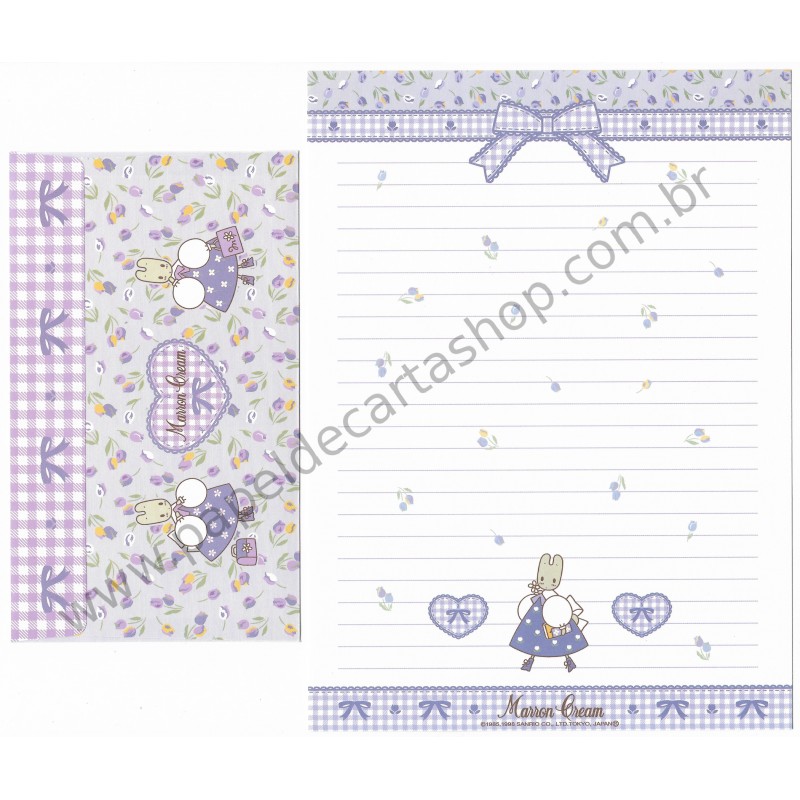 Ano 1998. Conjunto de Papel de Carta Marron Cream PCLL Vintage Sanrio