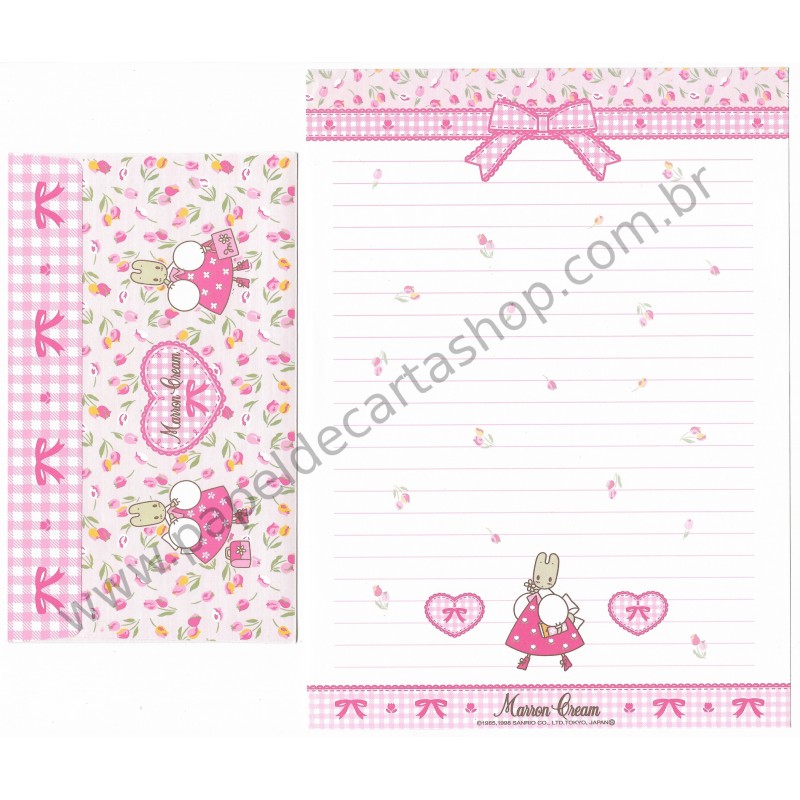 Ano 1998. Conjunto de Papel de Carta Marron Cream PCRS Vintage Sanrio