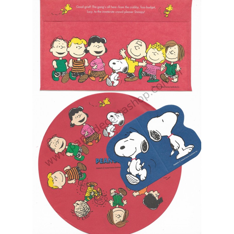 Conjunto de Papel de Carta Snoopy CVM Round Vintage Hallmark Japan