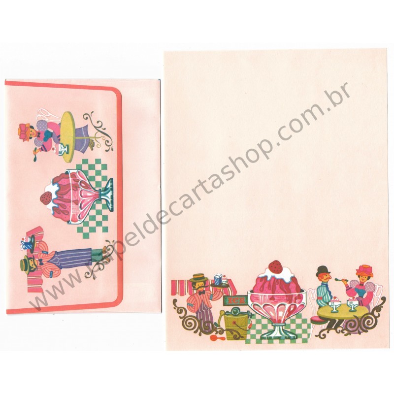 Conjunto de Papel de Carta Antigo Importado Ice Cream Parlour CRS