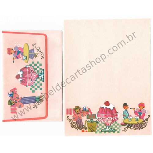 Conjunto de Papel de Carta Antigo Importado Ice Cream Parlour CRS