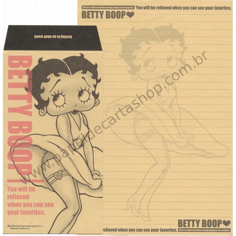 Ano 2003. Conjunto de Papel de Carta Importado Betty Boop Fleischer Kraft