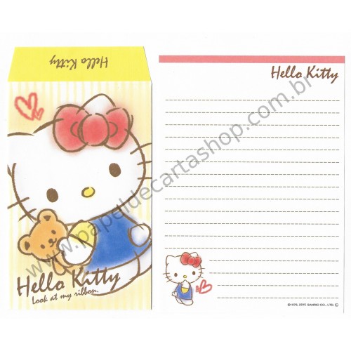 Ano 2015. Kit 2 Conjuntos de Mini-Papel de carta Hello Kitty CLA Sanrio