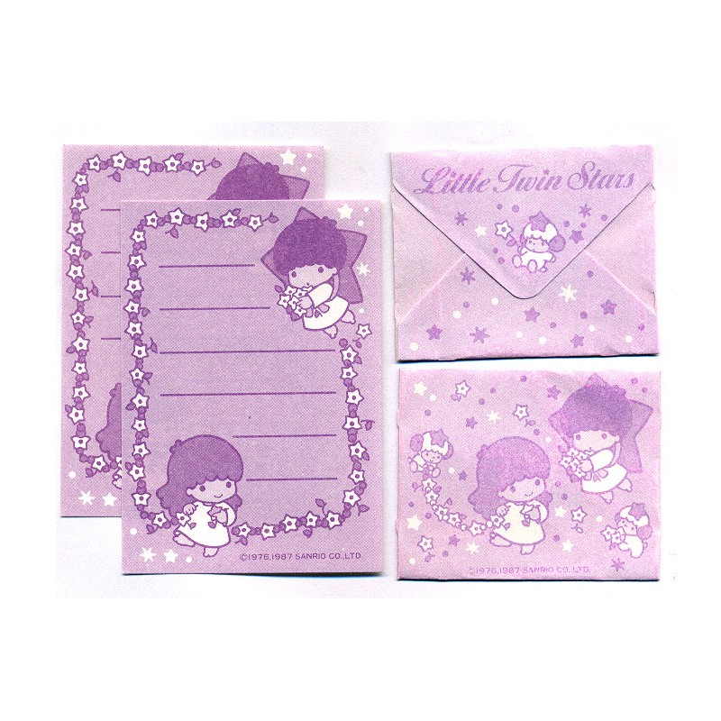 Ano 1987. Conjunto de MICRO-Papel de Carta Little Twin Stars Vintage Sanrio