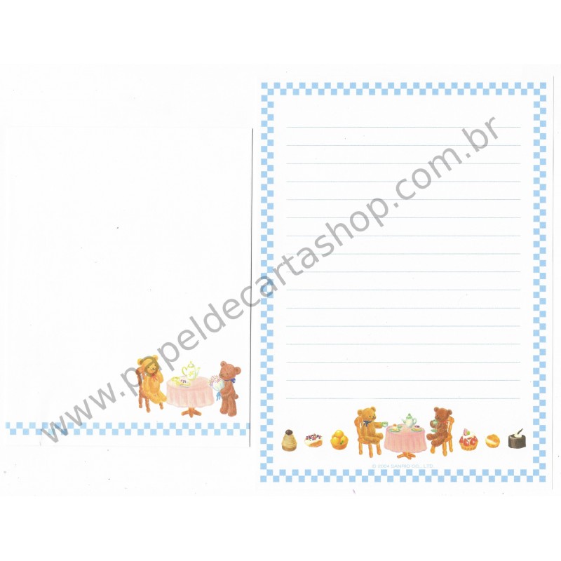 Ano 2004. Conjunto de Papel de Carta Bears CAZ Sanrio Vintage