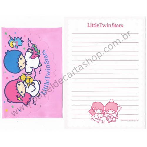 Ano 1989. Conjunto de Papel de Carta Little Twin Stars Antigo (Vintage) Sanrio