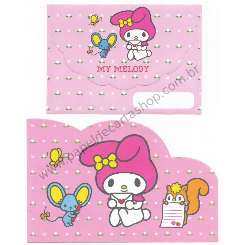 Ano 2000. Conjunto de Papel de Carta My Melody Pink Antigo (Vintage) Sanrio