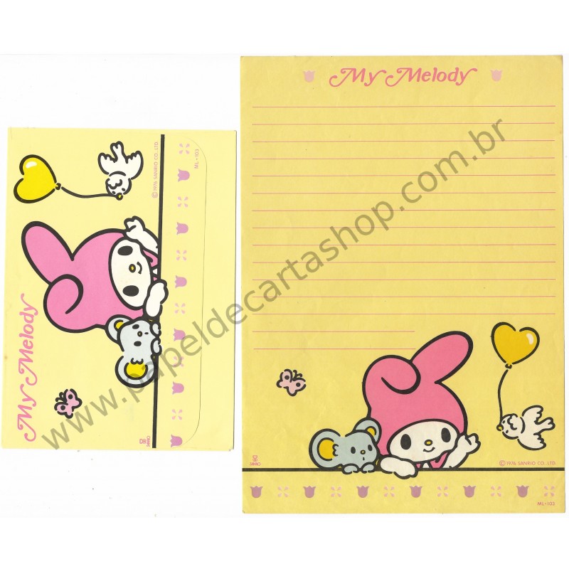 Conjunto de Papel de Carta My Melody CAM Antigo Sanrio Butterfly