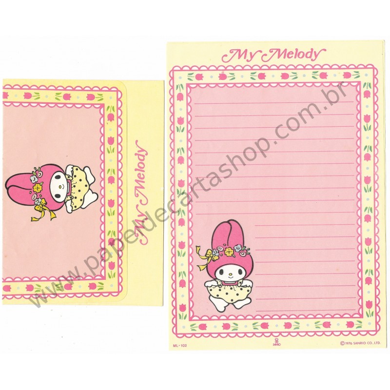 Conjunto de Papel de Carta My Melody CRS Antigo Sanrio Butterfly