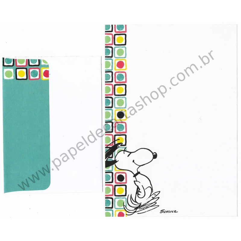 Conjunto de Papel de Carta Snoopy Red & Green Peanuts