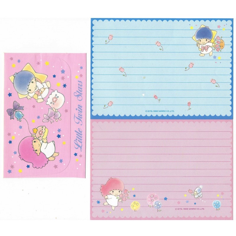 Ano 1988. Conjunto de Papel de Carta Little Twin Stars R&A Vintage Sanrio