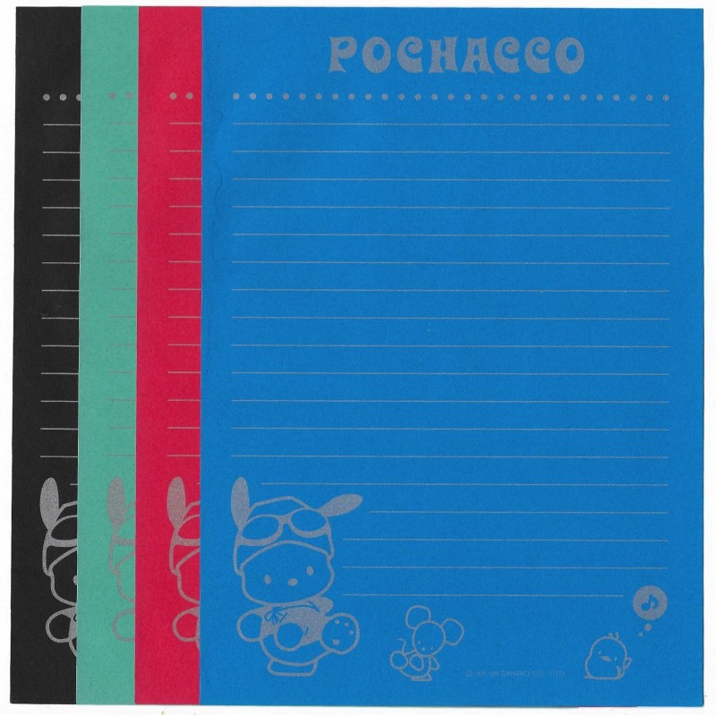 Ano 1999. Kit 4 Papéis de Carta Pochacco Vintage Sanrio