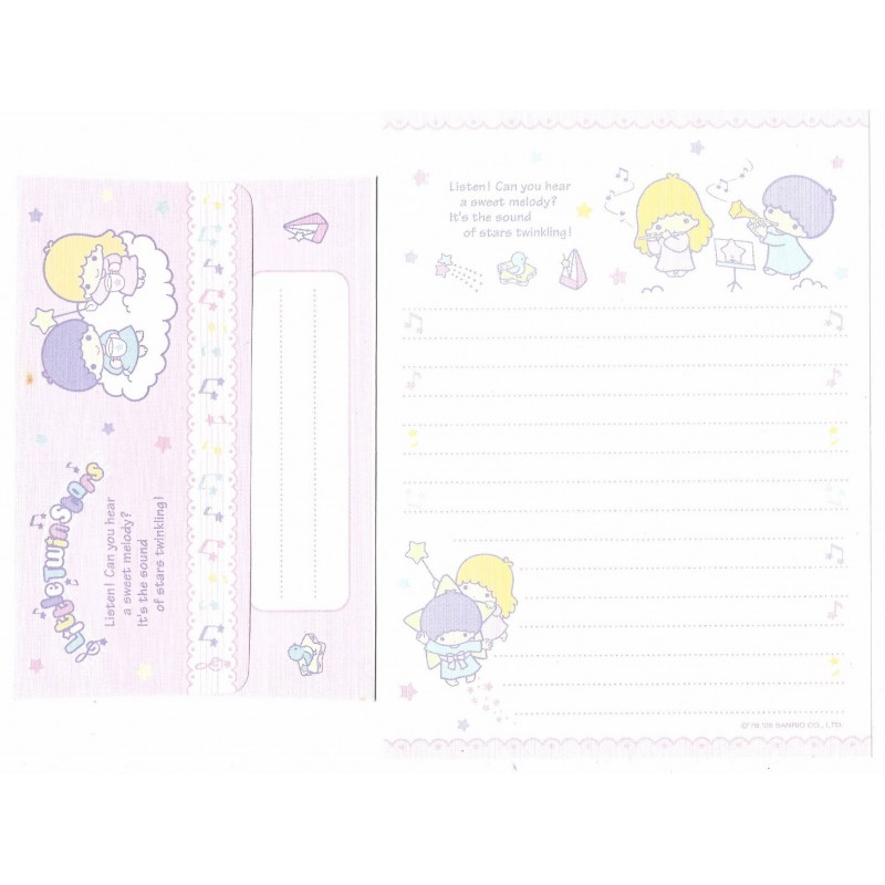 Ano 2005. Conjunto de Papel de Carta Little Twin Stars Music Sanrio