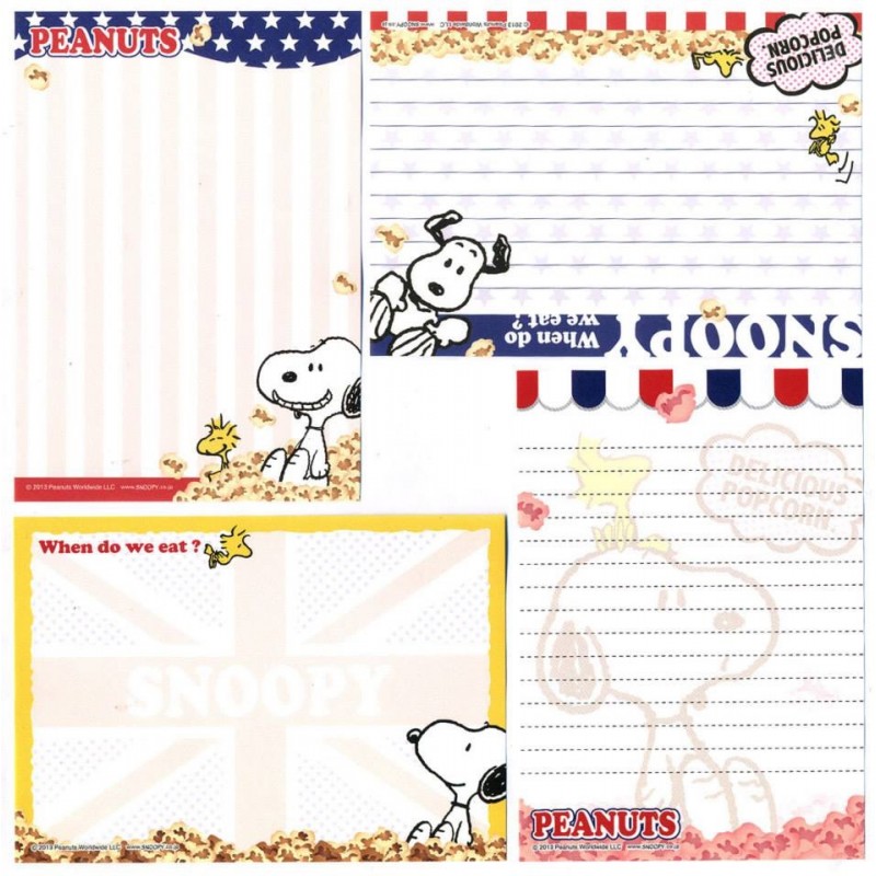 Ano 2013. Kit 4 Notas Snoopy Popcorn Peanuts