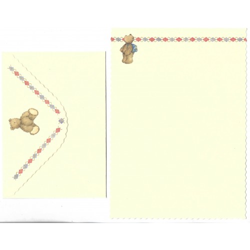 Kit de Papéis de Carta & NOTECARDS Antigo Importado BEAR