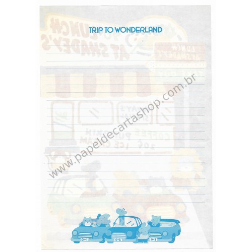 Ano 1984. Papel de Carta Vintage Trip to Wonderland Sanrio