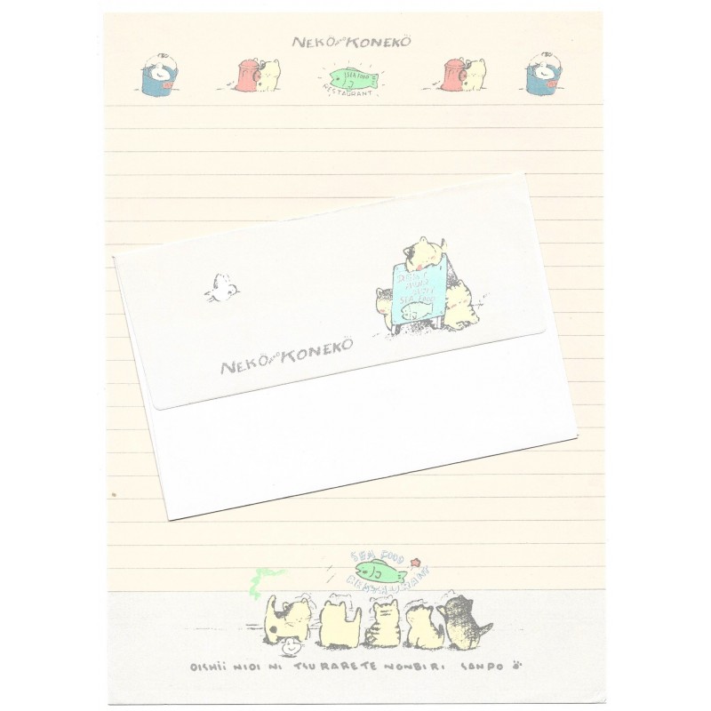 Conjunto de Papel de Carta Antigo (Vintage) NEKO NEKO KONEKO CRS Gakken