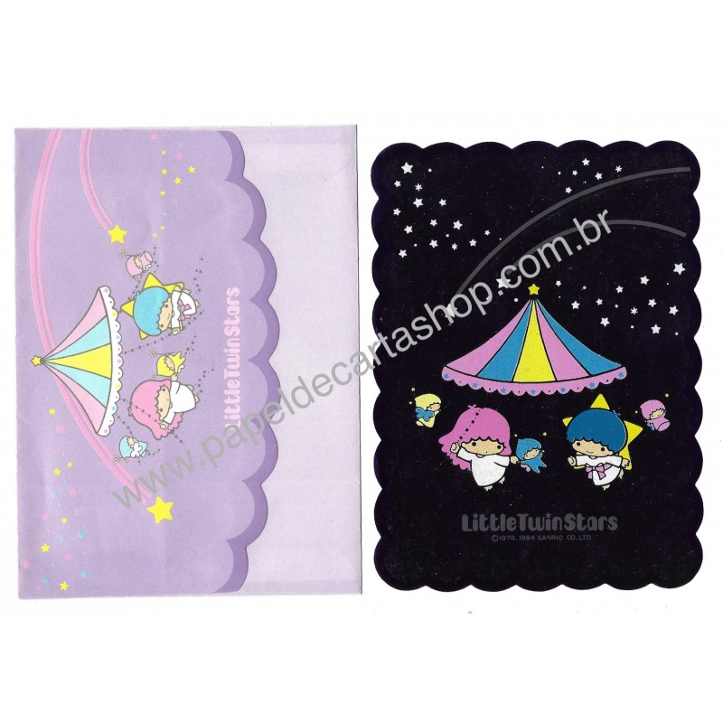 Ano 1984. Conjunto de Papel de Carta Little Twin Stars SHINE (CLL) Sanrio