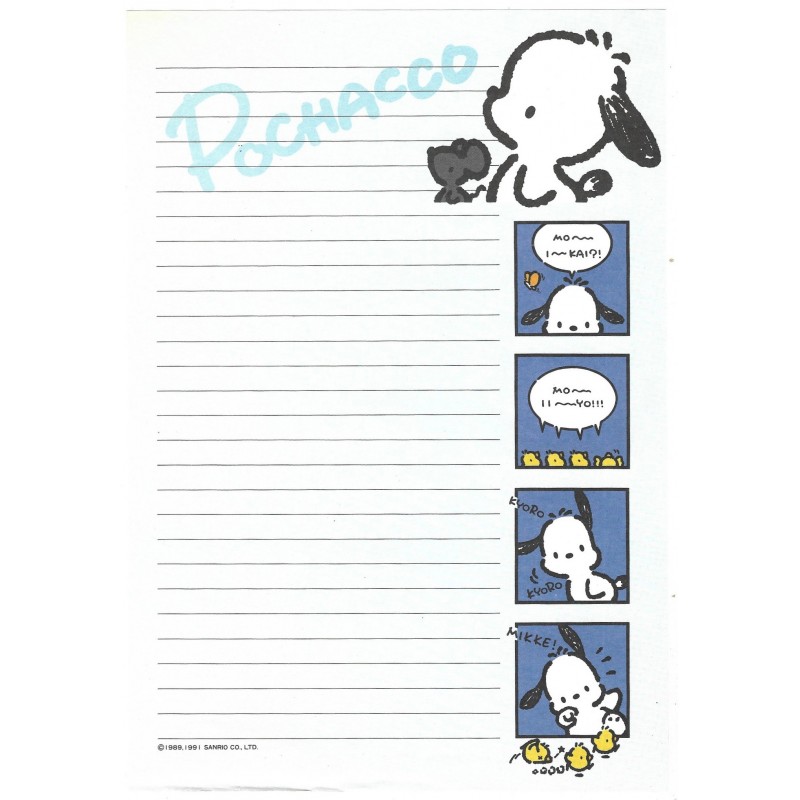 Ano 1991. Papel de Carta Pochacco CAZ Antigo Vintage Sanrio