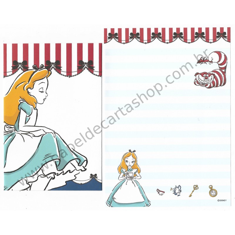 Kit 2 Conjuntos de Papel de Carta Disney Alice in Wonderland