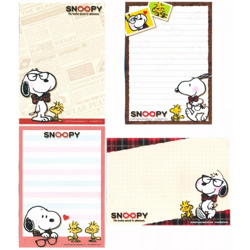 Ano 2012. Kit 4 Notas Snoopy in Glasses Peanuts